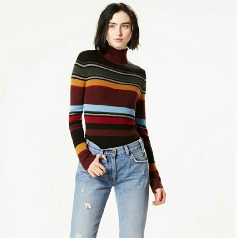 Striped turtleneck sweater